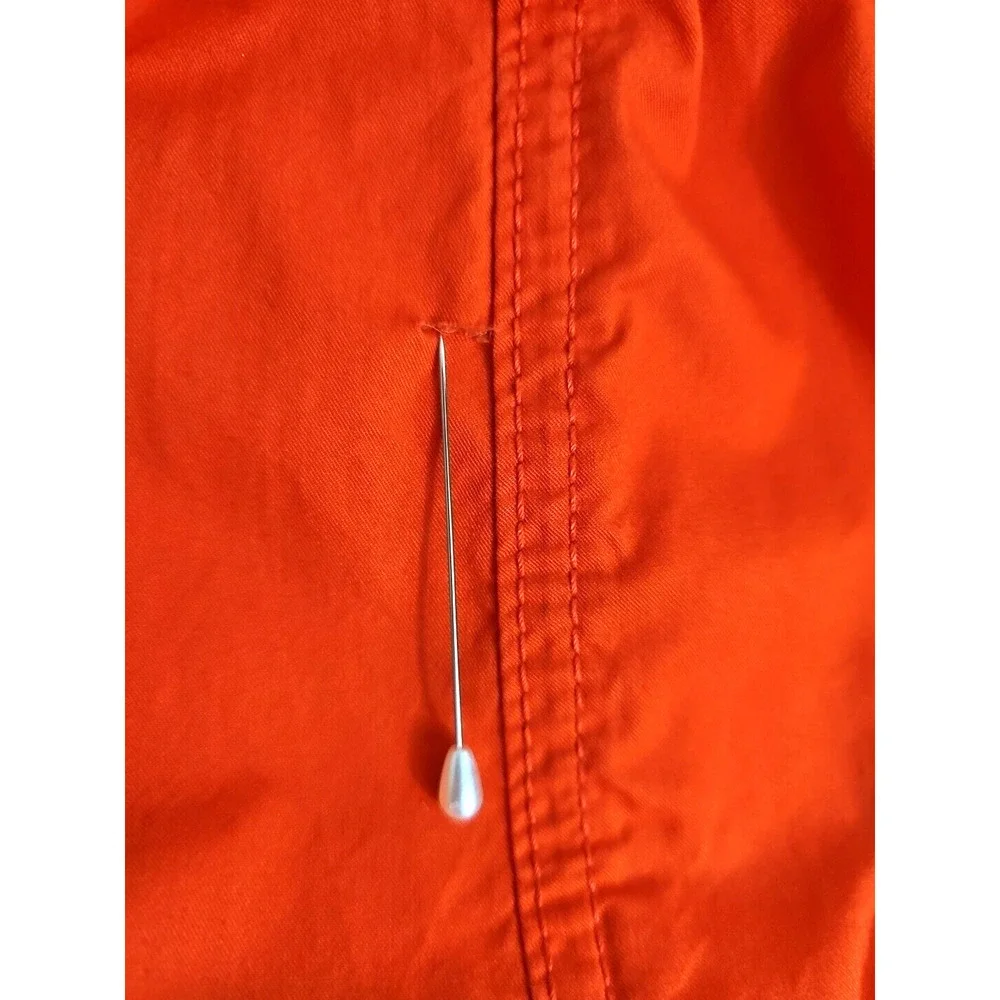 Michael Kors Woman Size L~ Orange Full Zip/Snap Cotton Hood Windbreaker Unlined.